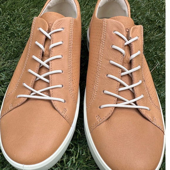 Ecco Soft 8 Genuine Leather Low Top Minimalist Sneakers Classic Tan Shoes Sz 41 - Picture 7 of 10